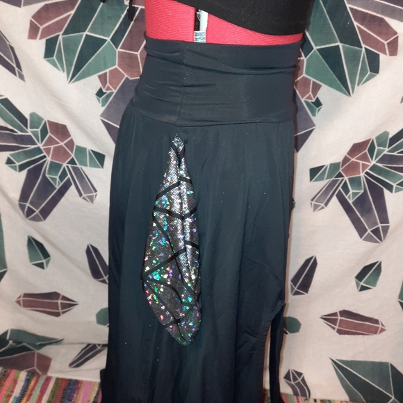 Custom OOAK maxi skirt with double thigh slits Smooth Black Spandex SMALL - Picture 10 of 13